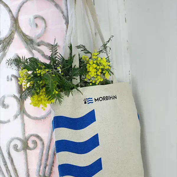 Tote Bag Morbihan avec branche de mimosa