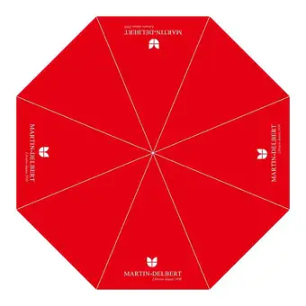 Maquette parapluie Martin-Delbert Maquette du parapluie rouge personnalisé pour la librairie Martin-Delbert