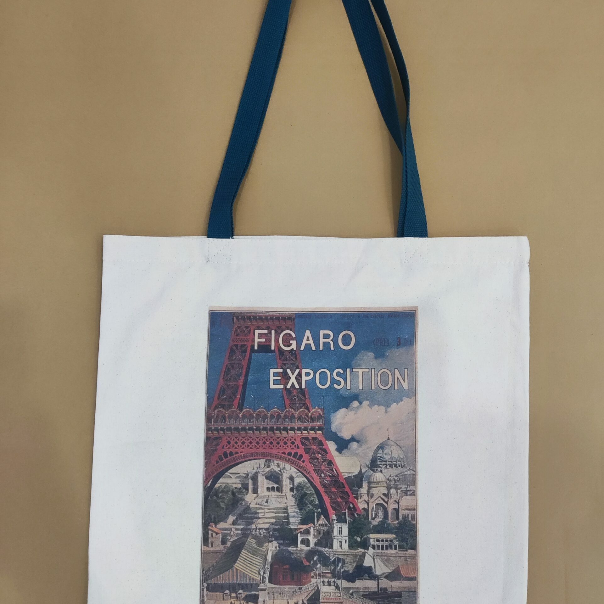 Tote bag en coton imprimé en quadrichromie avec anses colorées