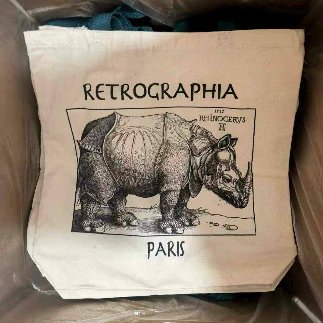 Tote bag en toile de coton imprimé gravure pour Retrographia Paris