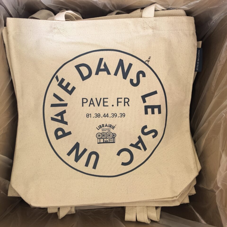Tote bag en toile de coton 42 × 42 × 10 cm personnalisé pour librairie