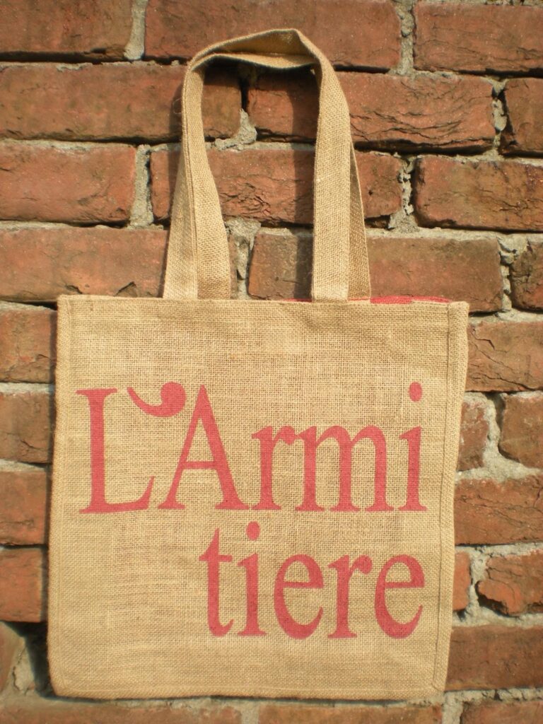 Sac en toile de jute personnalisé au logo de la librairie L'Armitière