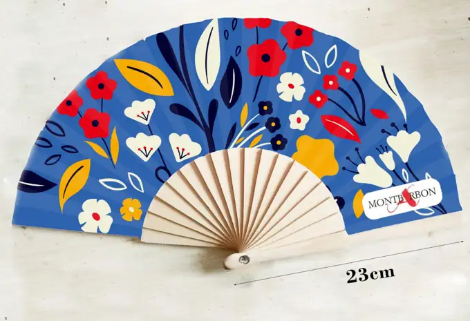 Éventail en bois personnalisé 23cm de rayon