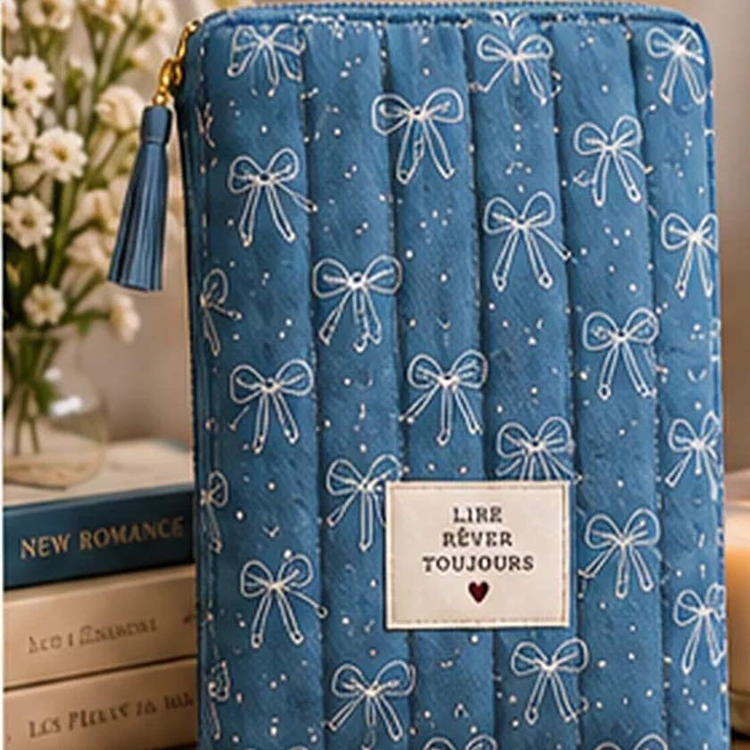 Pochette de livre matelassée grand format, motif Nœuds (visuel de présentation)