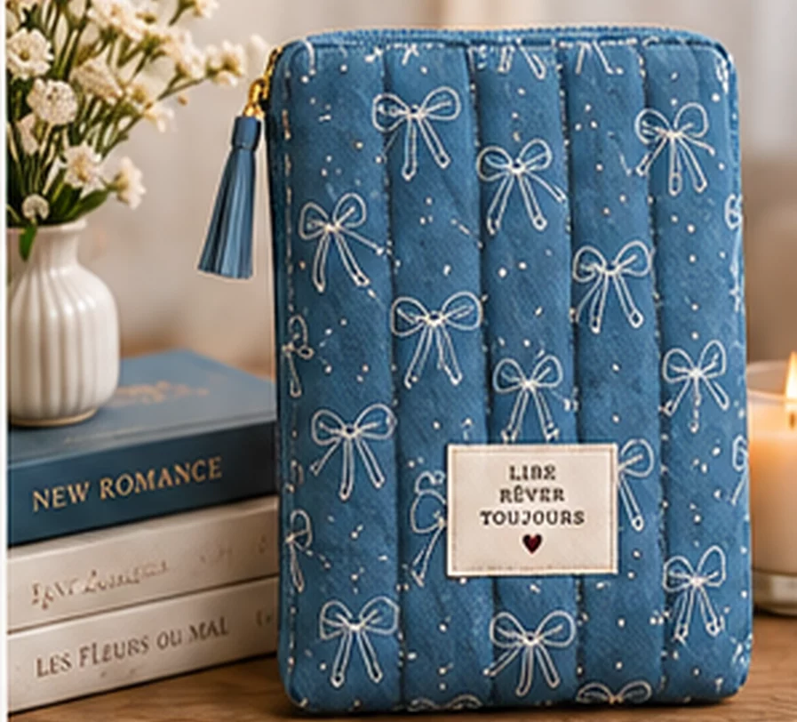 Pochette de livre matelassée format poche, motif Nœuds (visuel de présentation)