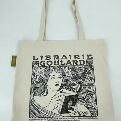 Tote bag en coton naturel personnalisé pour la Librairie Goulard, Aix-en-Provence – fabrication OSSEC