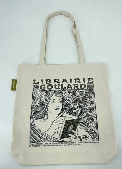 Tote bag en coton naturel personnalisé pour la Librairie Goulard, Aix-en-Provence – fabrication OSSEC